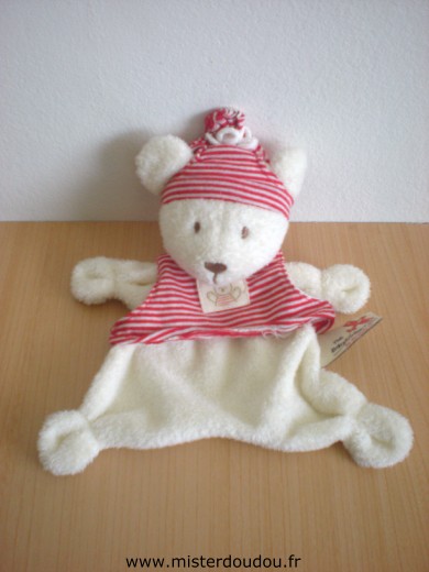 Ours Ecru tshirt bonnet rayés blanc rouge Nicotoy