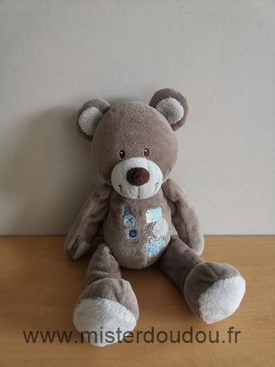 Nicotoy Ours Gris bleu a b c - Très bon état