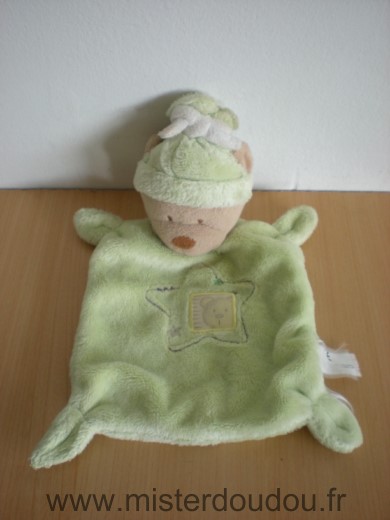 Ours Vert beige etoile tete ours Nicotoy