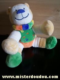 Nicotoy Ours Vert-orange-ecru-bleu - Très bon état