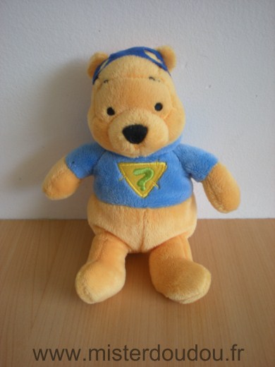 Ours Winnie disney jaune bleu masque bleu point d interrogation vert Nicotoy