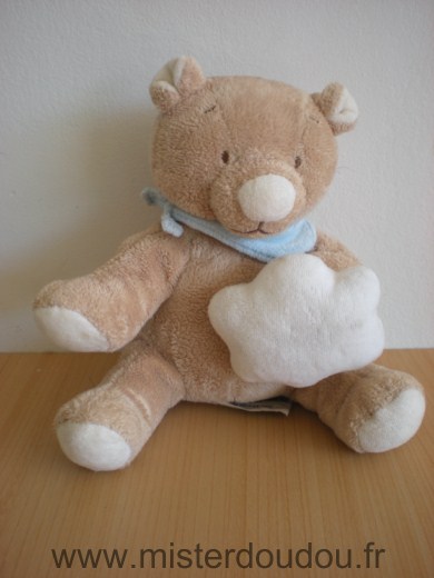 Noukie s Ours Beige foulard bleu nuage blanc - Très bon état