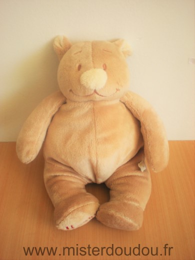 Noukie s Ours Beige nez ecru brode nouky en rouge sous la patte - Très bon état