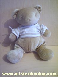 Ours Beige tshirt rayé blanc beige Nounours