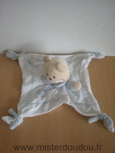 Nounours Ours Blanc bleu brodé b coeur bébé - Très bon état