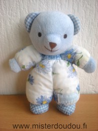 Ours Bleu motifs fleurs Nounours