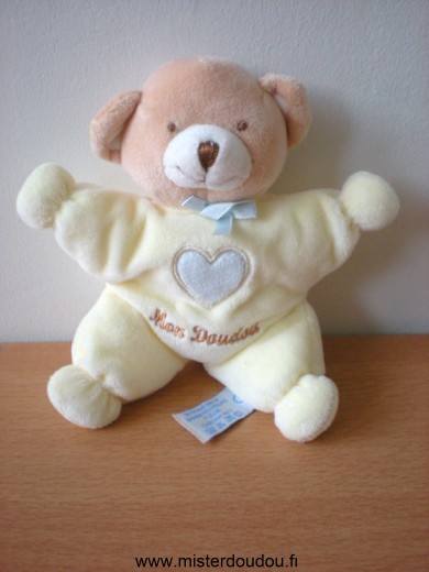 Ours Jaune coeur bleu mon doudou Nounours