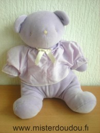 Nounours Ours Mauve chemise mauve - Très bon état