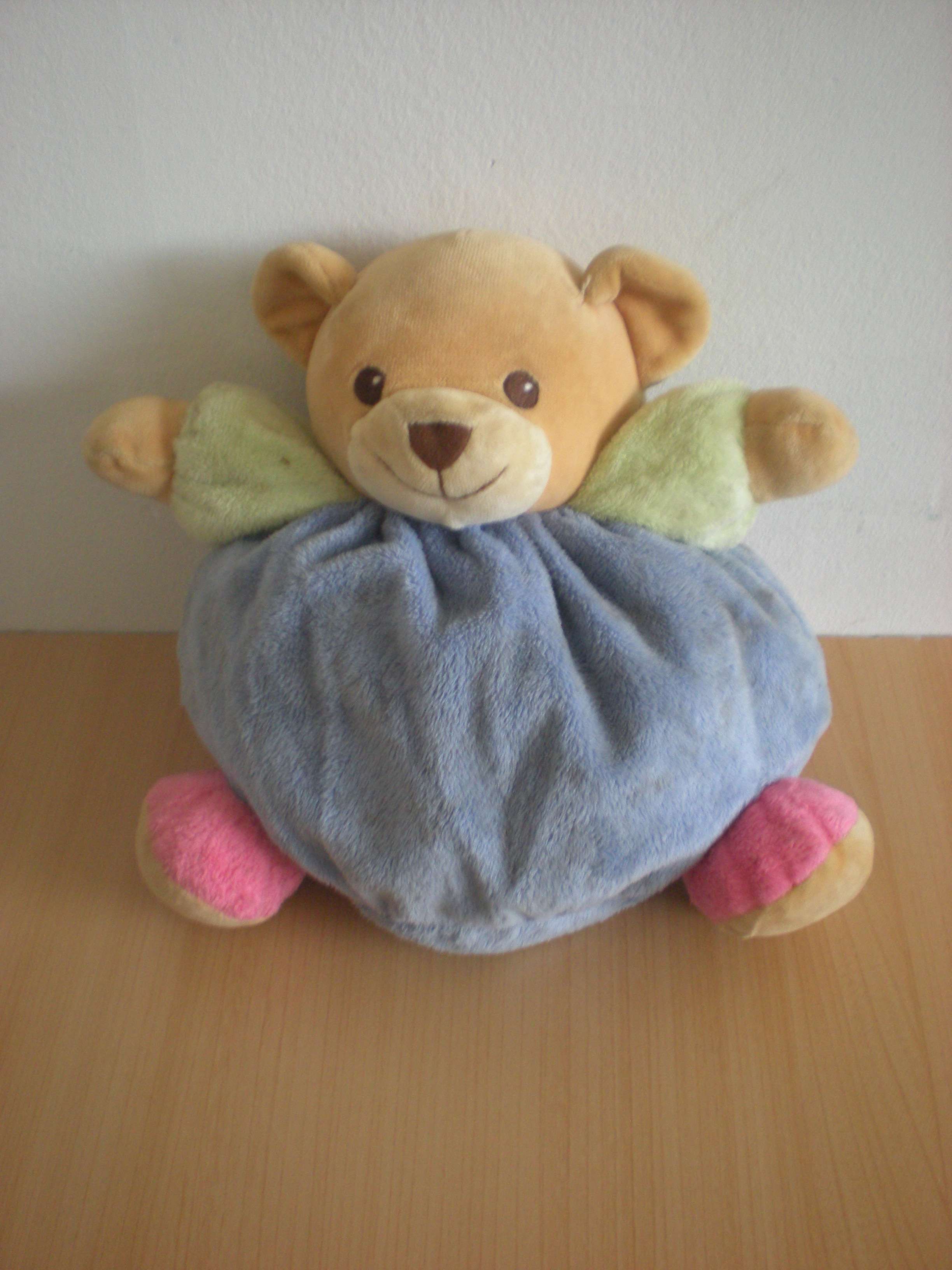 Nounours Ours Mauve vert rose - Très bon état