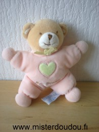Ours Rose coeur vert mon doudou Nounours