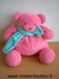 Ours Rose echarpe bleu abeille brodée sur la poitrine Nounours