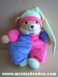 Ours Rose mauve bonnet vert Nounours