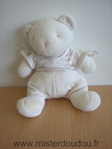 Nounours Ours écru, tshirt beige blanc - Très bon état