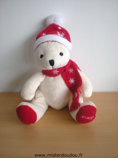 Passion beauté Ours Ours 2007 beige bonnet echarpe rouge noel - Très bon état