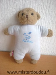 Petit bateau Ours Marron tissu bleu imprimé canard papillon petit bateau - Bon état