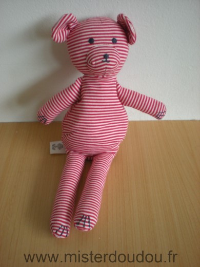 Petit bateau Ours Raye rouge blanc - Très bon état