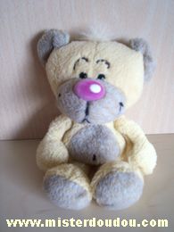 Ours Beige marron-gris nez rose Pimboli