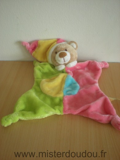 Plush et company Ours Rose vert jaune bleu - Très bon état