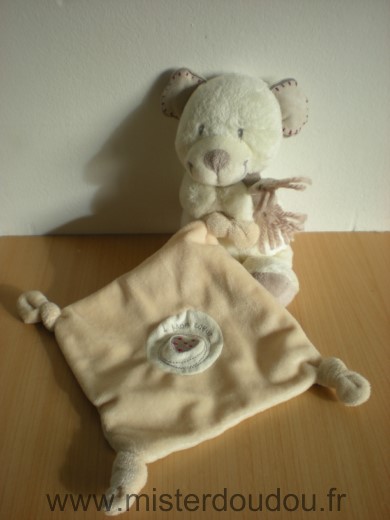 Pommette Ours Ecru mouchoir beige mon coeur echarpe grise - Très bon état