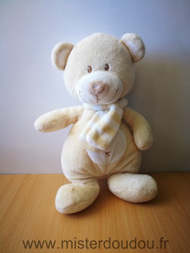 Pommette Ours Jaune blanc echarpe rayee - Très bon état