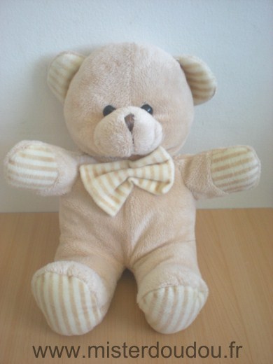 Startoy Ours Beige noeud rayé ecru beige - Très bon état