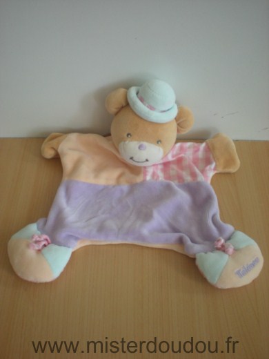 Takinou Ours Rose mauve chapeau bleu - Très bon état