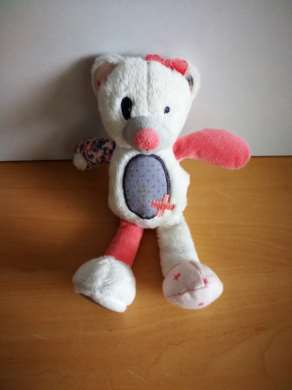 Tape à l oeil Ours Blanc rose croix noeud - Très bon état