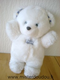 Ours Blanc en peluche yeux bleus Tartine et chocolat