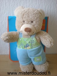 Ours Beige salopette bleu vert tracteur Tex