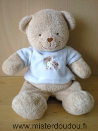 Ours Beige tshirt bleu avec 2 personnages brodés Tex