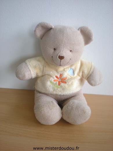Ours Beige tshirt jaune fleur papillon Tex