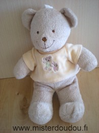 Ours Beige tshirt rose saumon 2 personnages brodés Tex