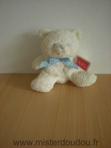 Tex Ours Blanc noeud vichy bleu yeux bleus - Bon état