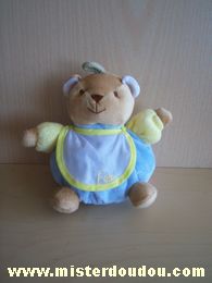 Tex Ours Bleu jaune bavoir brodé filo - Très bon état