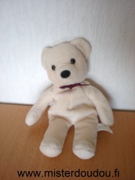 Ours Ecru ruban bordeau Tidbit