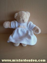Trousselier Ours Beige robe blanche - Très bon état