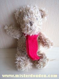 Ours Beige écharpe rouge Yves rocher