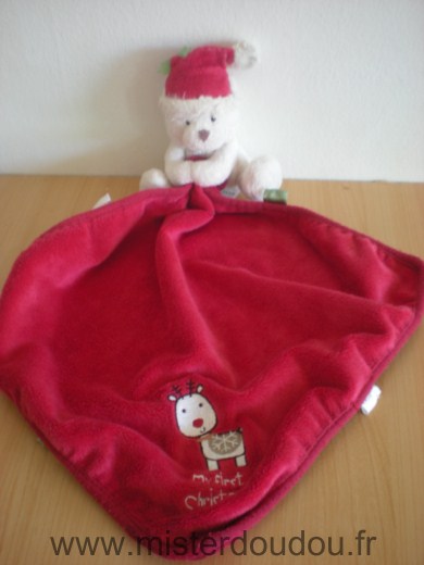 Ours Blanc mouchoir rouge my first christmas Marque Inconnue
