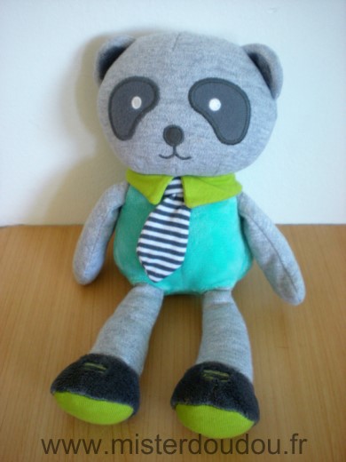 Panda Gris bleu turquoise vert cravatte Obaibi okaidi