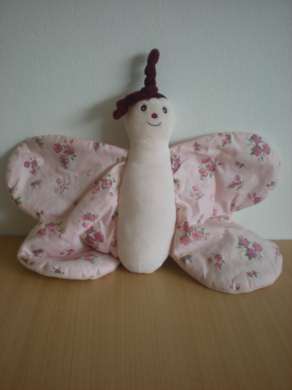 Nounours Papillon Rose motifs fleurs - Très bon état