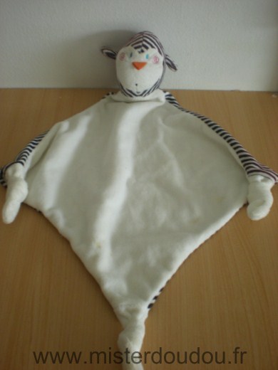 Carré blanc Pingouin Blanc raye noir blanc mouchoir - Très bon état