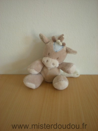 Nattou Poney Beige bleu avec attache sucette - Très bon état