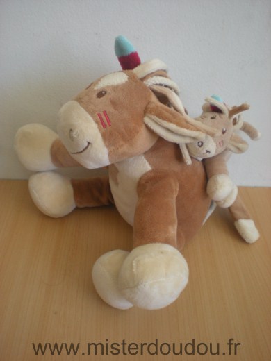 Poney Poney avec bébé dans le dos pinto et kaya marron Noukie s