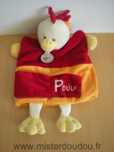 Baby nat Poule Rouge orange jaune blanc brode p comme poule - Très bon état