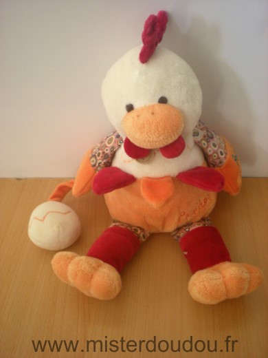 Doudou et compagnie Poule Orange rouge poupilou - Très bon état