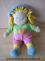 Poupée Tshirt vert short rose chapeau bleu Anna club plush