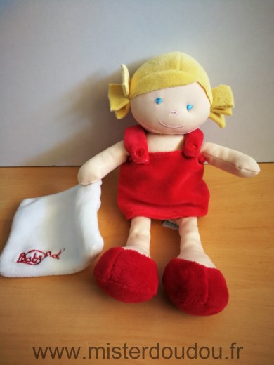 Baby nat Poupée Chipie robe rouge mouchoir blanc - Très bon état