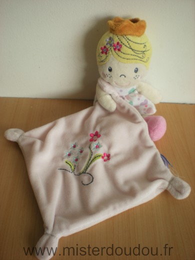 Casino Poupée Fille reine robe mouchoir rose avec fleurs - Très bon état