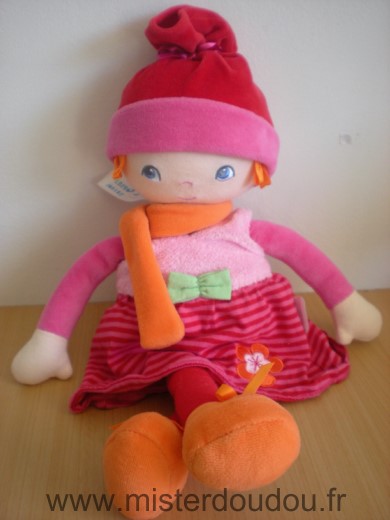 Corolle Poupée Grenadine robe rose rouge bonnet rouge noeud vert - Très bon état