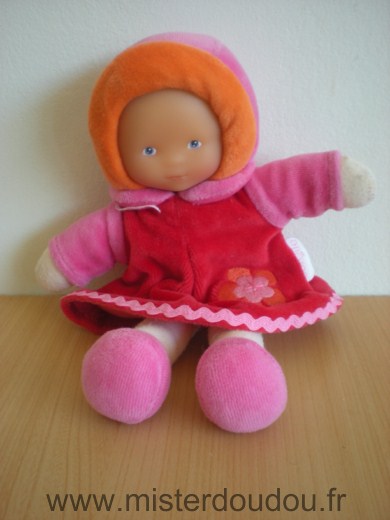 Corolle Poupée Robe rose rouge orange - Très bon état